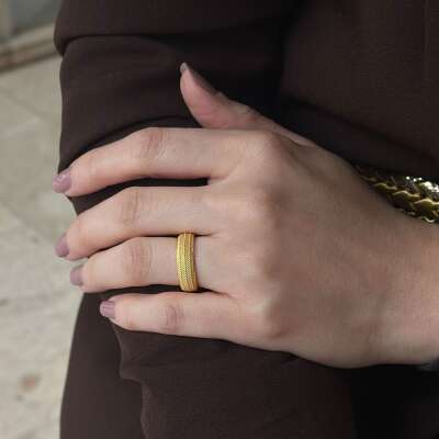 Hasır Yüzük | 14 Ayar Altın El İşçiliği - 3