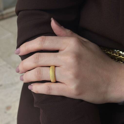 Hasır Yüzük | 14 Ayar Altın El İşçiliği - 3