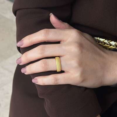 Hasır Yüzük | 14 Ayar Altın El İşçiliği - 4