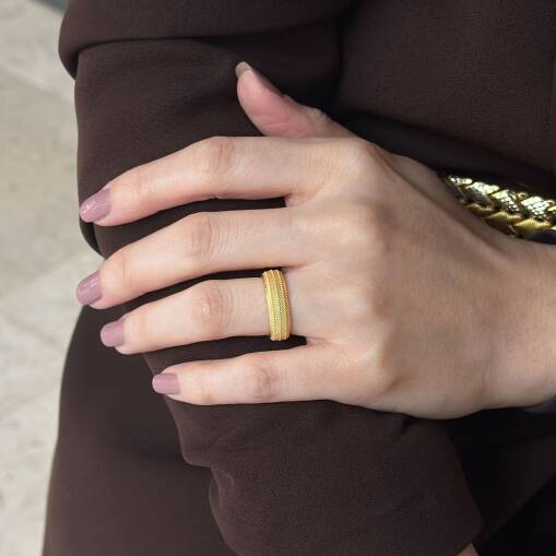 Hasır Yüzük | 14 Ayar Altın El İşçiliği - 4