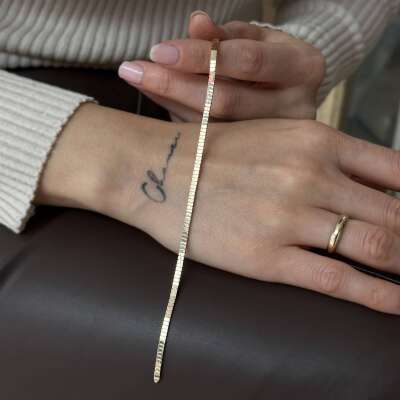 14 Ayar Altın İnce Sıralı Küp Bileklik Zarif Tasarım - ENGİNGOLD ALN