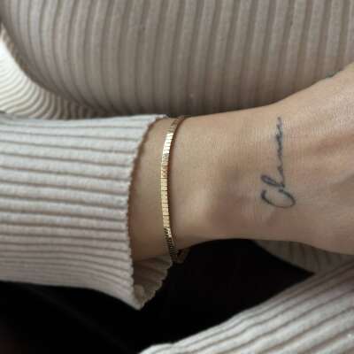 14 Ayar Altın İnce Sıralı Küp Bileklik Zarif Tasarım - 4