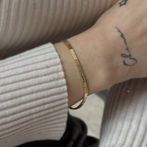 14 Ayar Altın İnce Sıralı Küp Bileklik Zarif Tasarım - 2