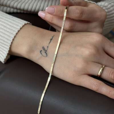 14 Ayar Altın İnce Sıralı Küp Bileklik Zarif Tasarım - 5