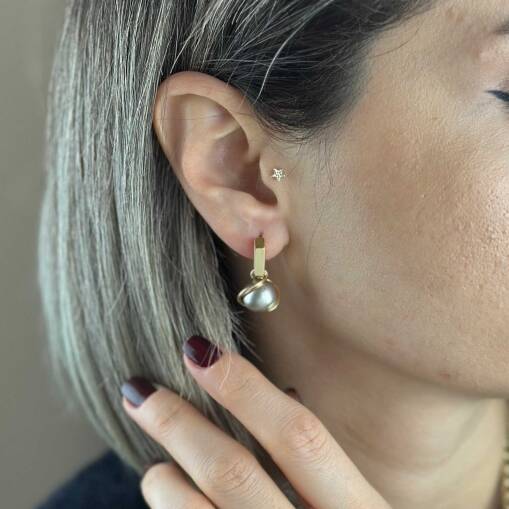 14 Ayar Altın İnci Küpe – Sallantılı Cetaş Eterna - 1