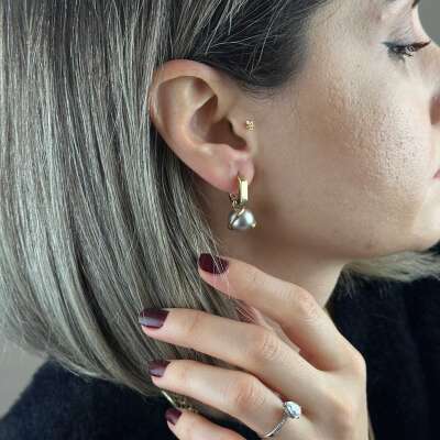 14 Ayar Altın İnci Küpe – Sallantılı Cetaş Eterna - 3