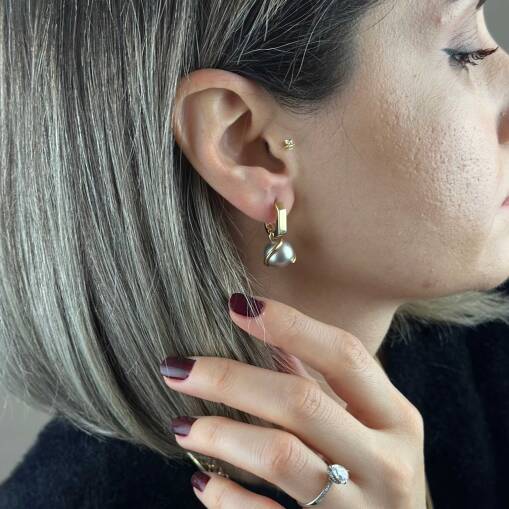 14 Ayar Altın İnci Küpe – Sallantılı Cetaş Eterna - 3