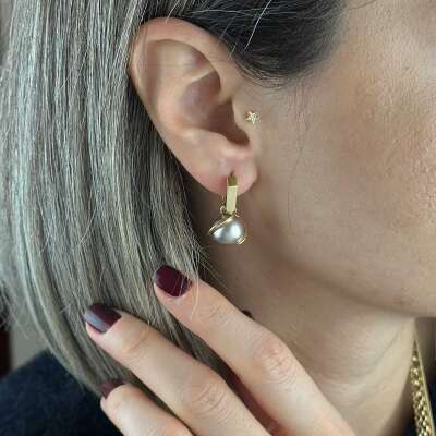 14 Ayar Altın İnci Küpe – Sallantılı Cetaş Eterna - 4