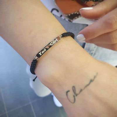 İp Örgü 14k Altın Kalpli Çubuk Bileklik - 4