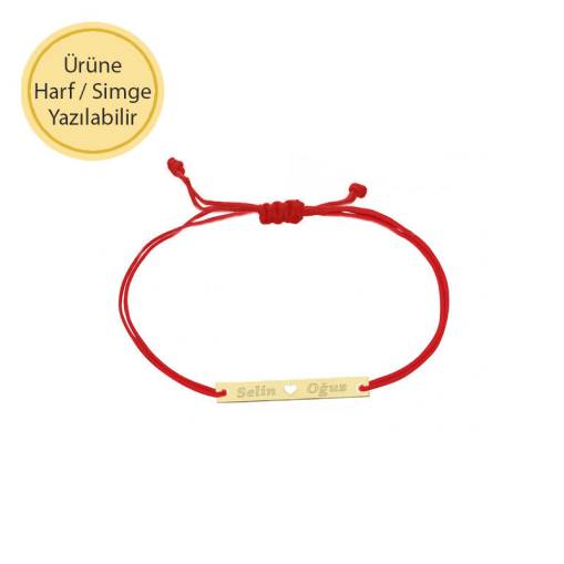 İp Örgü 14k Altın Kalpli Çubuk Bileklik - 1