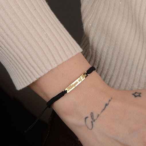 İp Örgü 14k Altın Plaka Bar Bileklik - 6