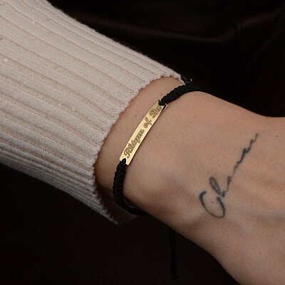 İp Örgü 14k Altın Plaka Bar Bileklik - 7