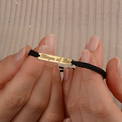 İp Örgü 14k Altın Plaka Bar Bileklik - 8