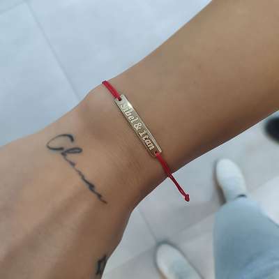 İp Örgü 14k Altın Plaka Bar Bileklik - 3