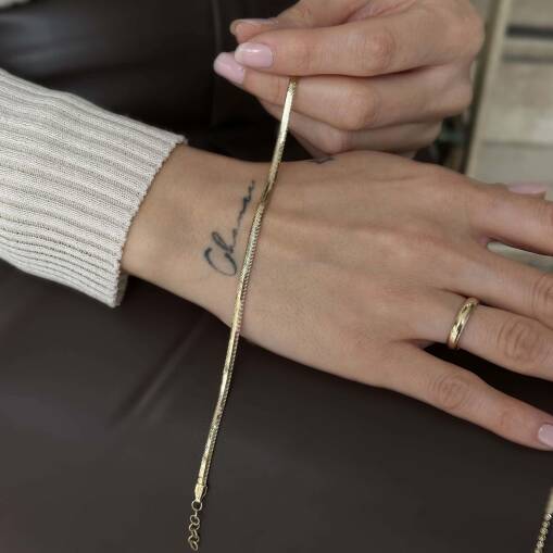 İtalyan Zincir Balık Sırtı Bileklik – Zarif Altın Tasarım - 1