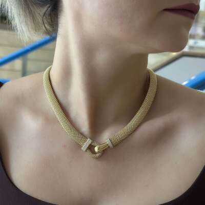 Jessica Taşlı Gerdanlık Altın 14 Ayar Zarif Tasarım - 2