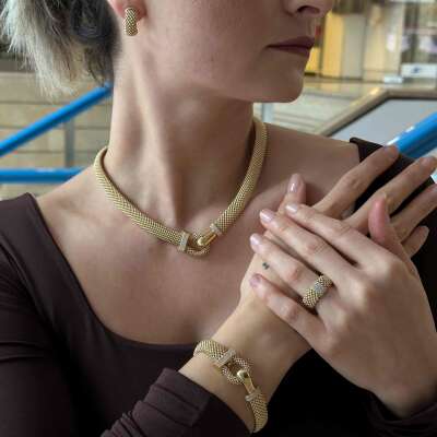 Jessica Taşlı Gerdanlık Altın 14 Ayar Zarif Tasarım - 3