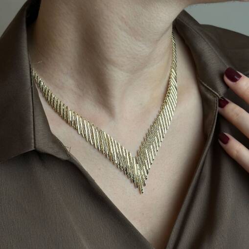 14 Ayar Altın Kalemli Gerdanlık – Modern ve Şık Tasarım - 1