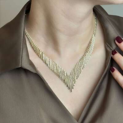 14 Ayar Altın Kalemli Gerdanlık – Modern ve Şık Tasarım - 3