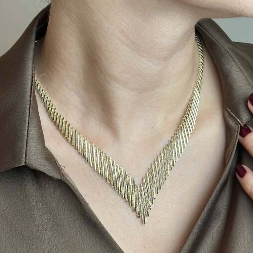 14 Ayar Altın Kalemli Gerdanlık – Modern ve Şık Tasarım - 4