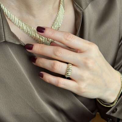 14 Ayar Altın Kalemli Yüzük – Zarif ve Şık Tasarım - 5