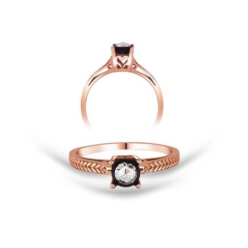 Kalp Figürlü 0.18 Ct Tektaş Elmas Yüzük - 3