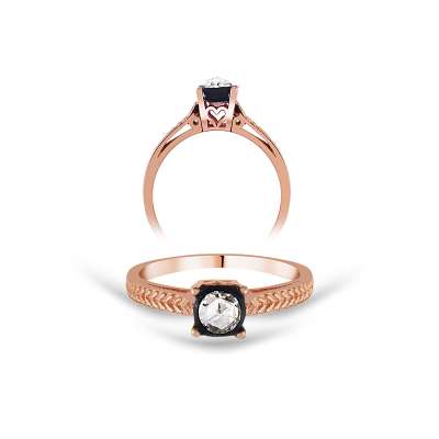 Kalp Temalı 0.13 Ct Elmas Tektaş Yüzük - 3