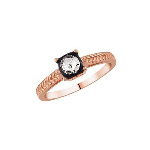 Kalp Temalı 0.13 Ct Elmas Tektaş Yüzük - 1
