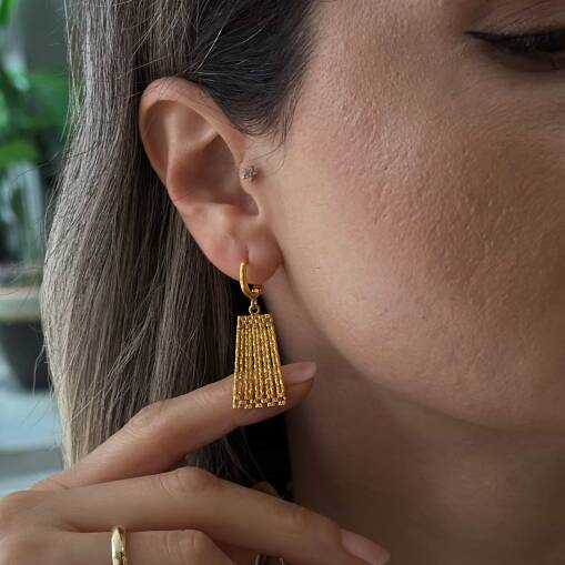 Kleopatra 22 Ayar Altın Küpe – Zarif ve Şık Tasarım - 1