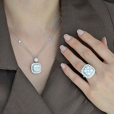 4.50 Ct Pırlanta Harmony Kolye – 14 Ayar Beyaz Altın - 7