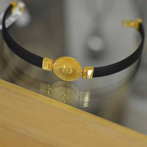 Küçük Altın Kauçuk Kordonlu Bileklik - 2