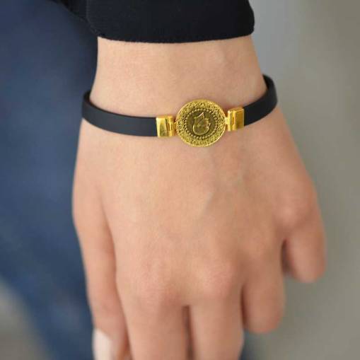 Küçük Altın Kauçuk Kordonlu Bileklik - 1