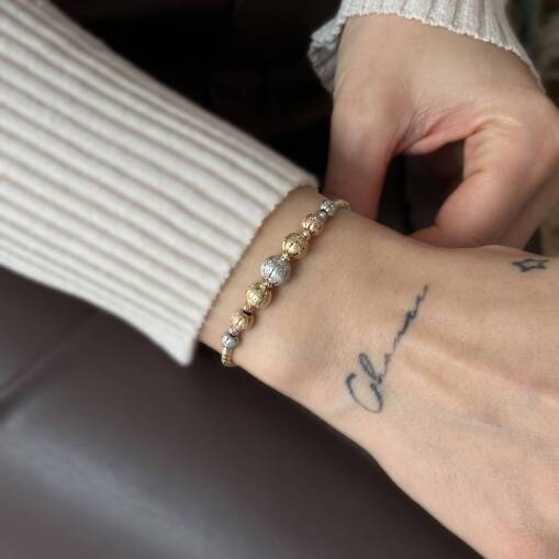 Kumlu Renkli Dorika Bileklik – Altın Şık Takı Modeli - 3