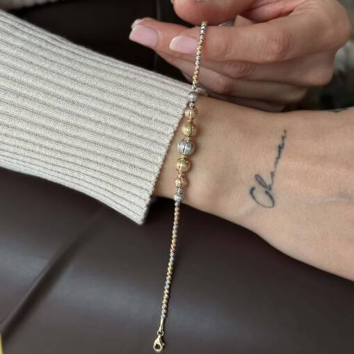 Kumlu Renkli Dorika Bileklik – Altın Şık Takı Modeli - 2