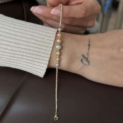 Kumlu Renkli Dorika Bileklik – Altın Şık Takı Modeli - ENGİNGOLD ALT