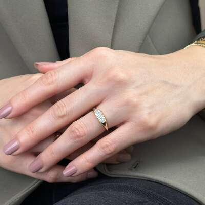 Markiz Taşlı Altın Yüzük – 14 Ayar Eklem Tasarım - 2