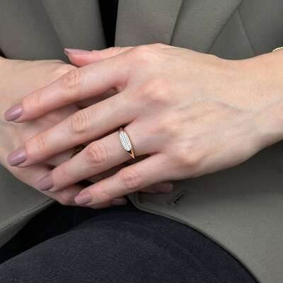 Markiz Taşlı Altın Yüzük – 14 Ayar Eklem Tasarım - 3