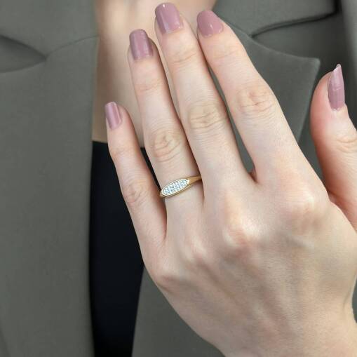 Markiz Taşlı Altın Yüzük – 14 Ayar Eklem Tasarım - 1