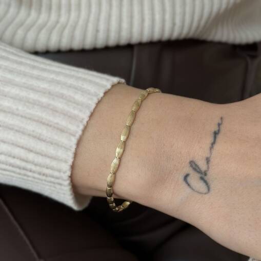 Mat Çizgili 14 Ayar Bileklik – Zarif Altın Tasarım - 3