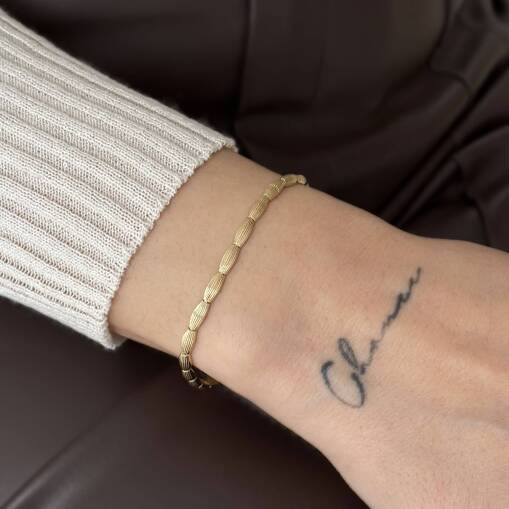 Mat Çizgili 14 Ayar Bileklik – Zarif Altın Tasarım - 4