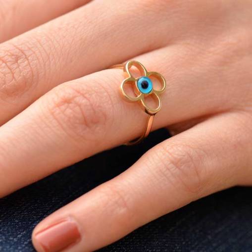Nazar Boncuklu Çiçek Yüzük - 2