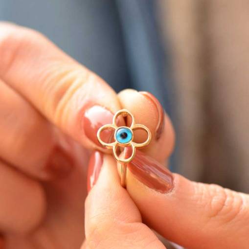 Nazar Boncuklu Çiçek Yüzük - 3