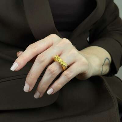 22 Ayar Altın Tasarım Yüzük – Özel ve Zarif Model - 3