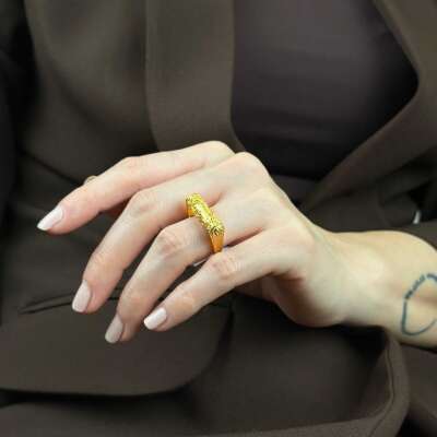 22 Ayar Altın Tasarım Yüzük – Özel ve Zarif Model - 5