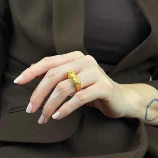 22 Ayar Altın Tasarım Yüzük – Özel ve Zarif Model - 5