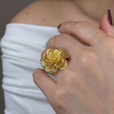 22 Ayar Altın Papatya Yüzük – Çiçek Motifli - 2