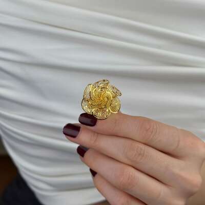 22 Ayar Altın Papatya Yüzük – Çiçek Motifli - 4