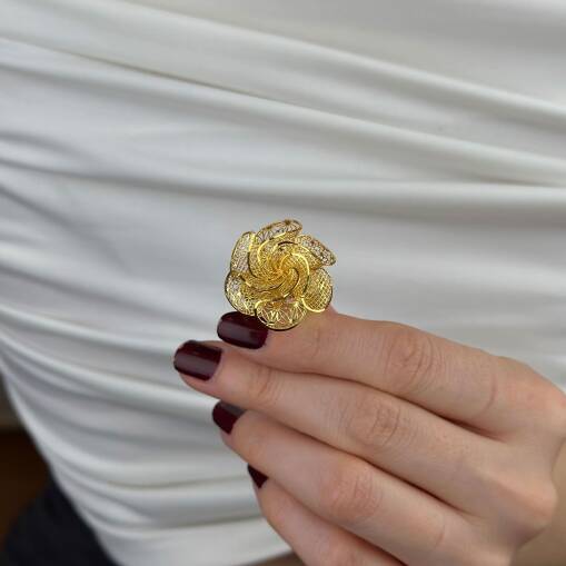 22 Ayar Altın Papatya Yüzük – Çiçek Motifli - 4