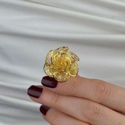 22 Ayar Altın Papatya Yüzük – Çiçek Motifli - 5