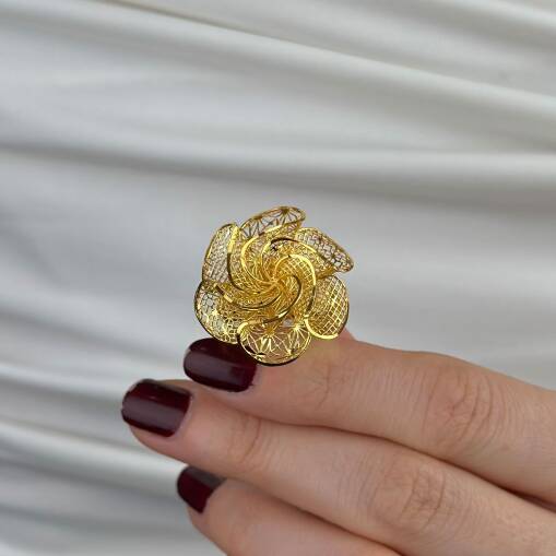 22 Ayar Altın Papatya Yüzük – Çiçek Motifli - 5